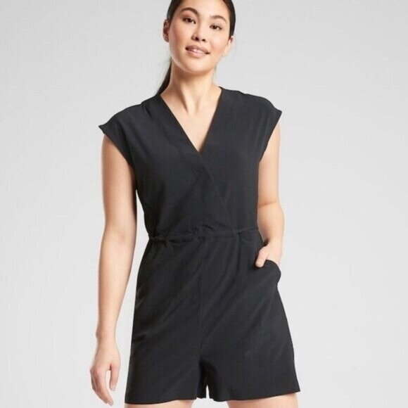 Athleta Black Sutton Romper Size 4 - Picture 1 of 7